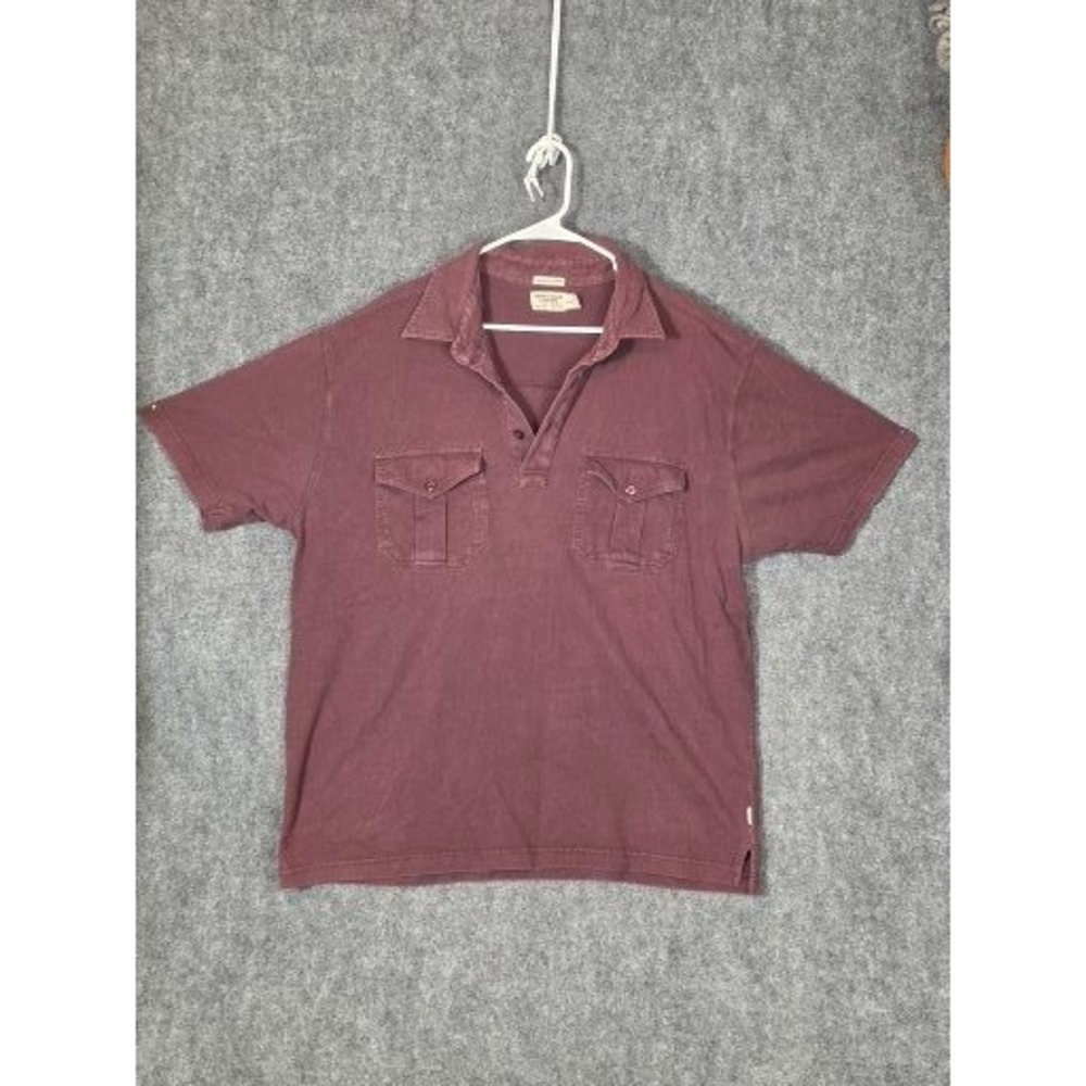 American Eagle Outfitters Men Burgundy Vintage Slim Fit Polo Shirt XXL Y2K Retro